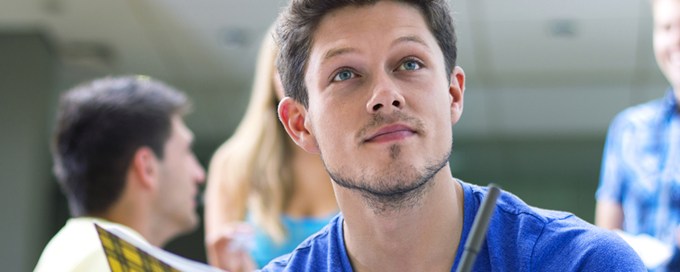 A young man looking up